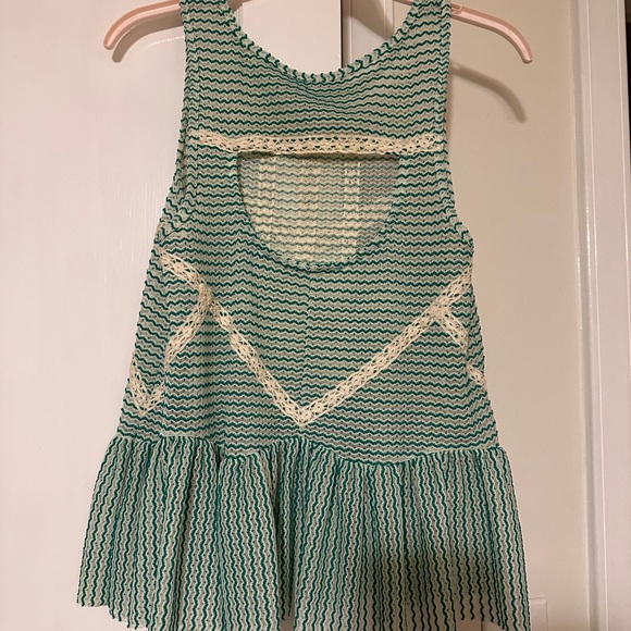 Free People Mint + Lace Tank Top Ruffle Shirt - Picture 3 of 4
